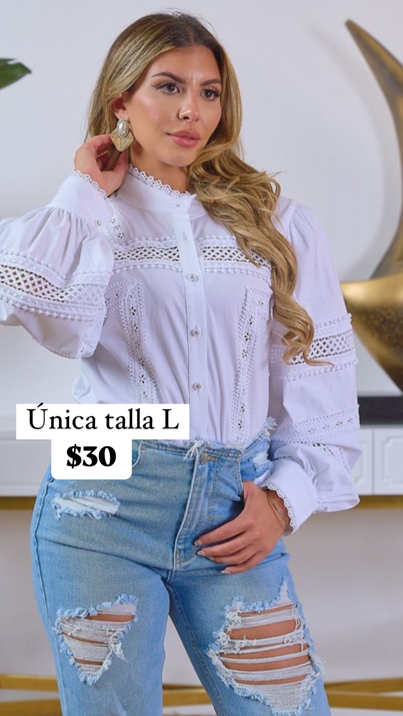 Blusa blanca manga larga